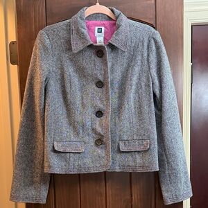 GAP Women's Gray Blazer with Pink Interior